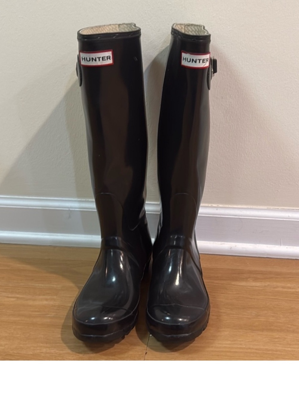 Tall Black Hunter Rain Boots - Size 6